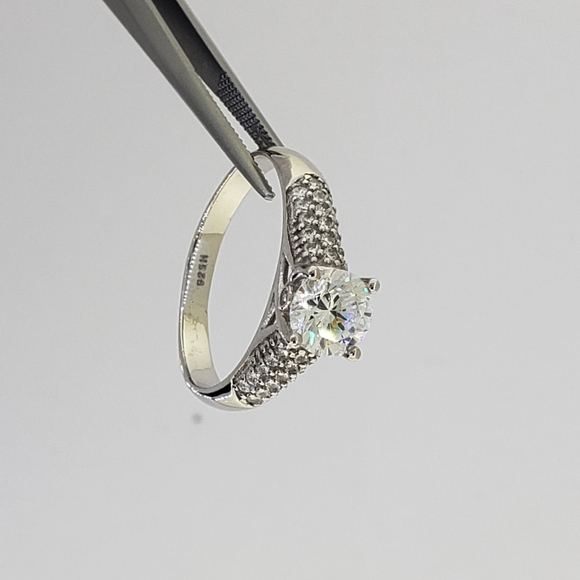 925 Sterling Silver Ladies C-Z Engagement Ring - Picture 4 of 8